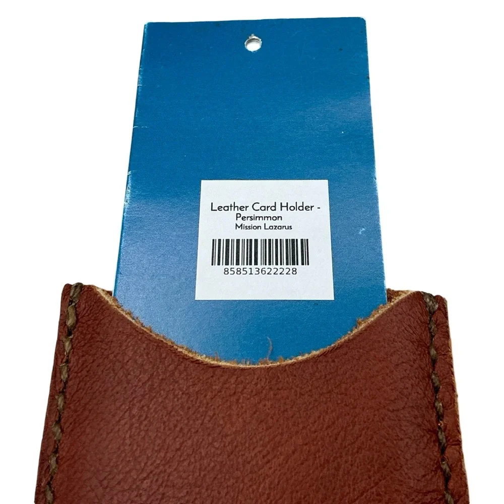 Lazarus Artisan Goods Leather Card Holder Persimmon Mission Lazarus Brown Sleeve